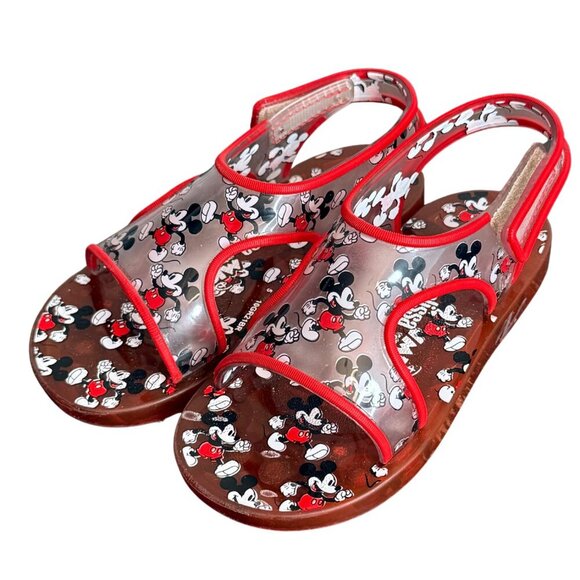 Kids Disney Mini Melissa Mickey Mouse Red Aqua Sandals - Size 10 - Picture 2 of 8